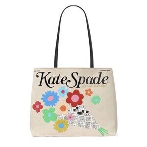 Kate Spade Floral Fresh Picks Crossword Puzzle Medium Tote Shoulder Bag NWT